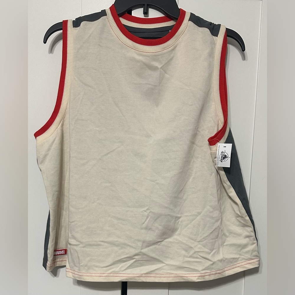 Marvel Gray Top with Red and Cream Accents